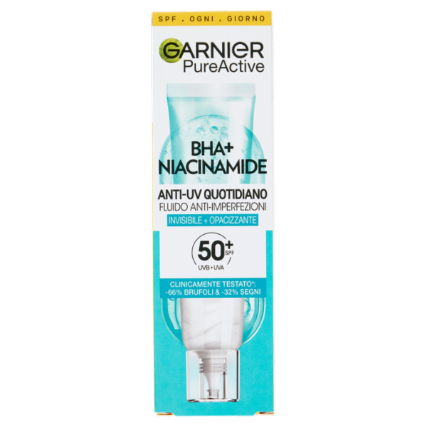 Garnier PureActive Anti-UV Fluido Quotidiano Anti-Imperfezioni, SPF 50+ 40 ml