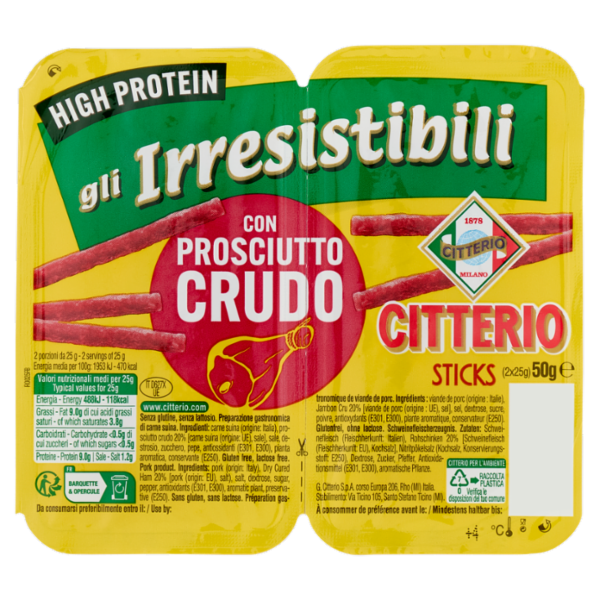 Citterio gli Irresistibili Sticks con Prosciutto Crudo 2 x 25 g