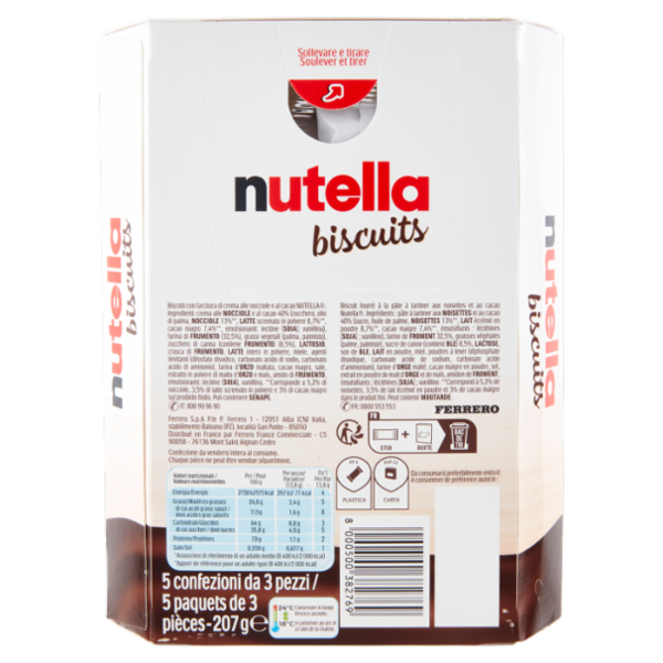 nutella biscuits 5 confezioni da 3 pezzi 207 g