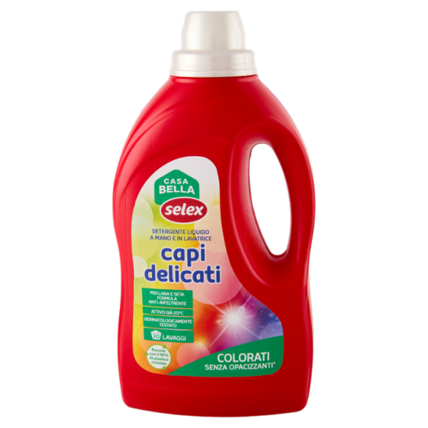 Selex Casa Bella Detersivo a Mano e in Lavatrice Liquido Capi Delicati Colorati 30 Lavaggi 1,5 L