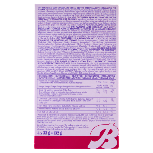 Bauli Free Gluten Free Plumcake Cioccolato 4 x 33 g