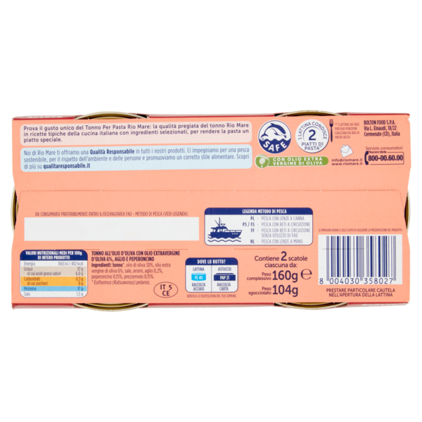 Rio mare Tonno per Pasta Aglio e Peperoncino 2 x 160 g