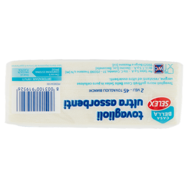 Selex Casa Bella Tovaglioli 2 Veli 38x38 cm Bianchi Ultra Assorbenti 45 pezzi