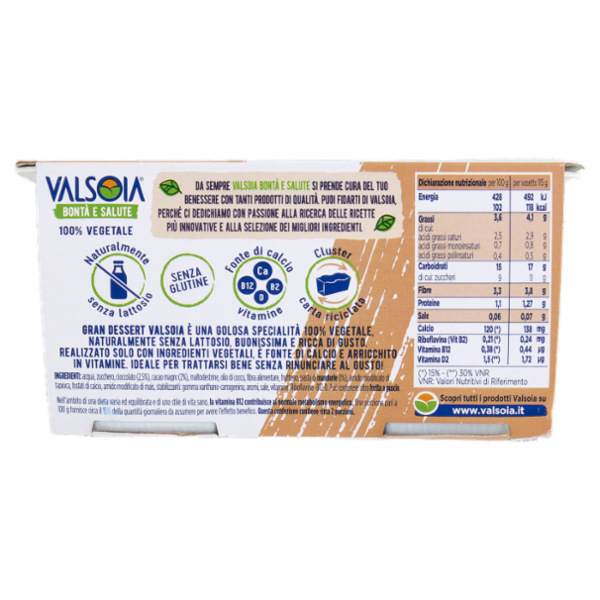 Valsoia Bontà e Salute Gran Dessert Delizia di Mandorla al Cioccolato 2 x 115 g