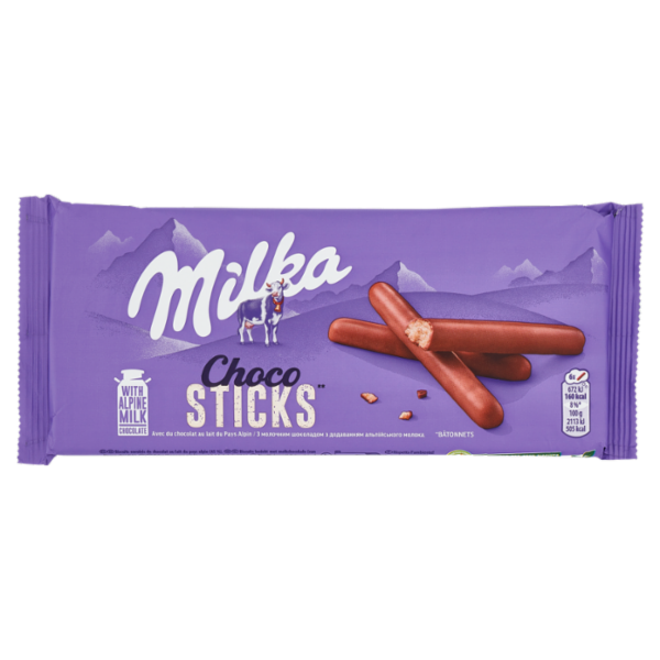 Milka Choco Sticks, biscotti sticks ricoperti di cioccolato al latte Milka - 112g