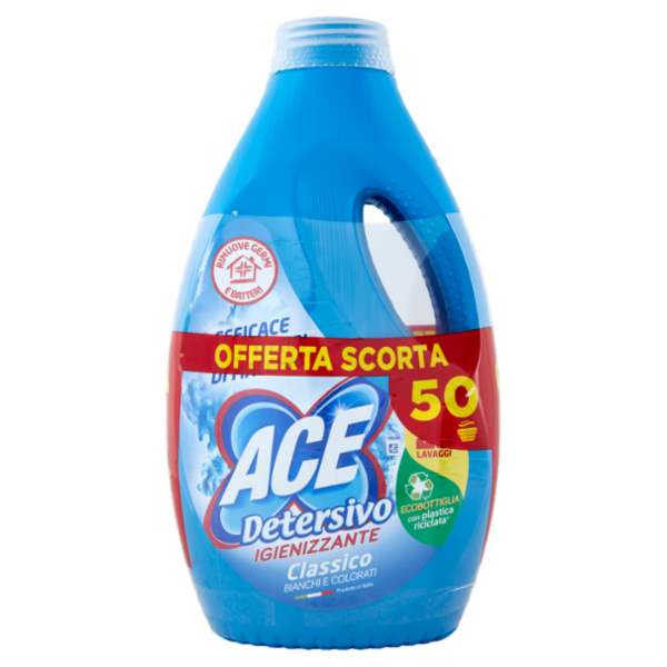 Ace Detersivo Liquido Classico Igienizzante 2 x 25 Lavaggi 2 x 1375 ml