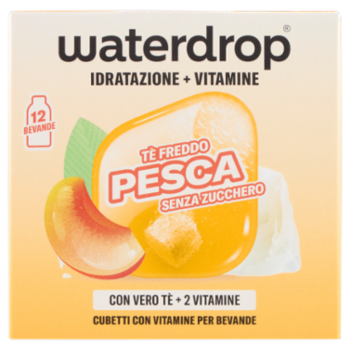 Waterdrop Idratazione+Vitamine Tè Freddo Pesca Senza Zucchero Cubetti Con Vitamine Per Bevande 25,2g