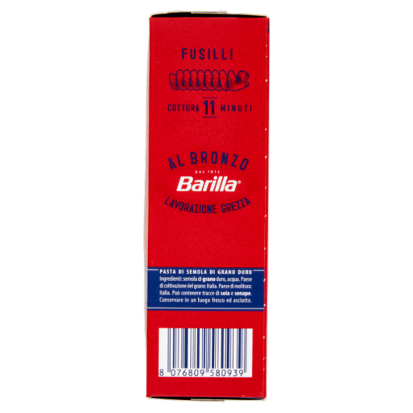 Barilla Pasta Al Bronzo Fusilli 100% grano italiano 400g