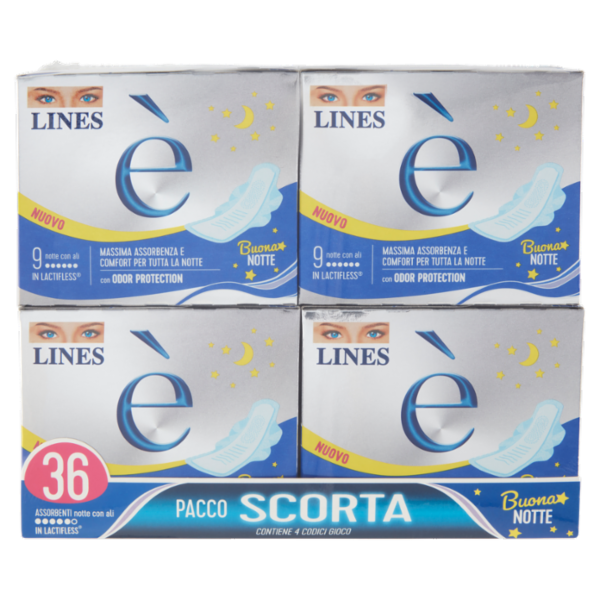 Lines è Assorbenti notte con ali 4 x 9 pz