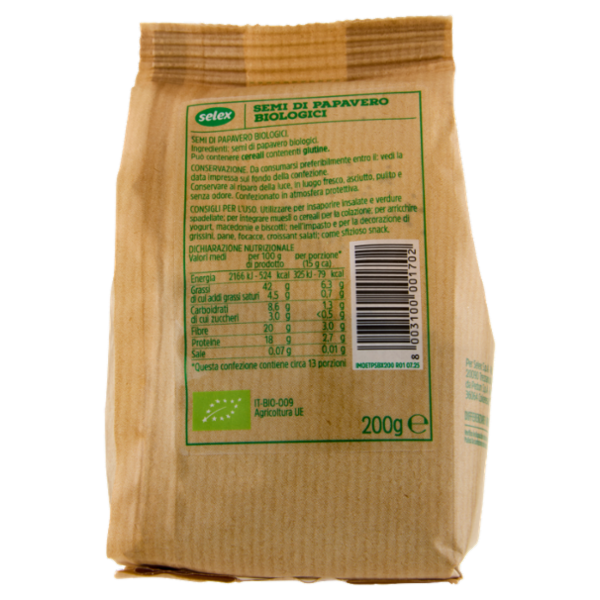 Selex Semi di Papavero Biologici 200 g