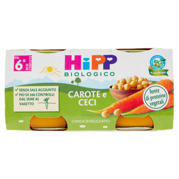 HiPP Biologico Carote e Ceci Omogeneizzato 2 x 80 g