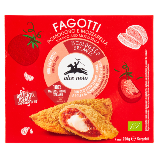 alce nero Fagotti Pomodoro e Mozzarella Surgelati 4 pezzi 250 g