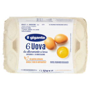 IL GIGANTE 6 Uova Da Allevamento a Terra Da Galline Allevate Senza L'Uso Di Antibiotici* 330 g