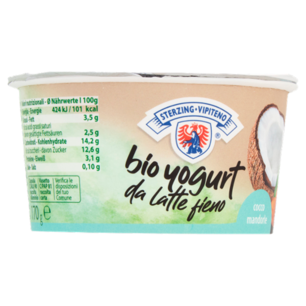 Sterzing Vipiteno bio yogurt da latte fieno cocco mandorle 170 g