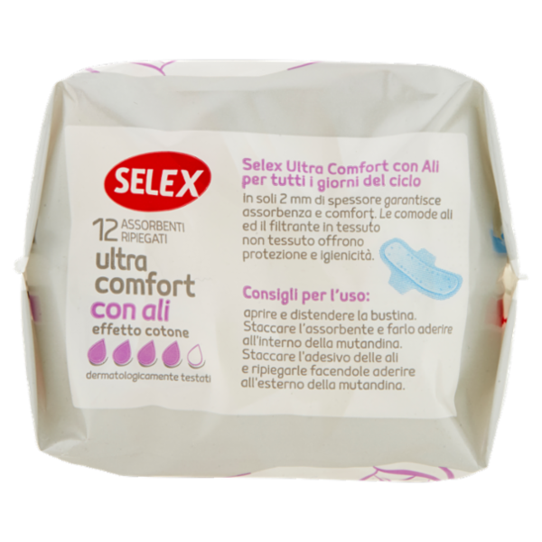 Selex Assorbenti Ultra Confort con Ali Effetto Cotone in Bustine Singole 12 pezzi