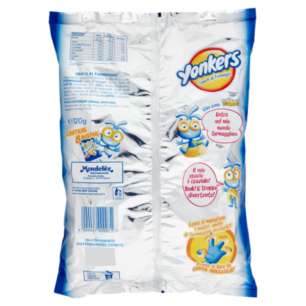 Yonkers snack al Formaggio Multipack 8 Bustine - 120g
