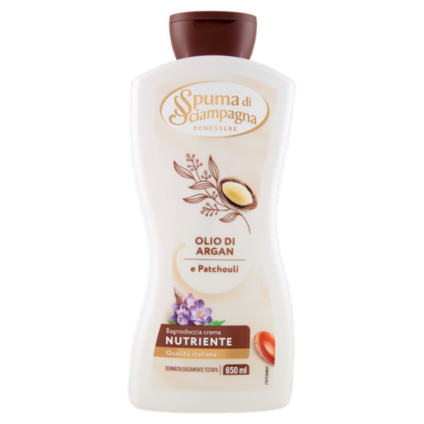 Spuma di Sciampagna Benessere Olio di Argan e Patchouli Bagnodoccia crema Nutriente 650 ml