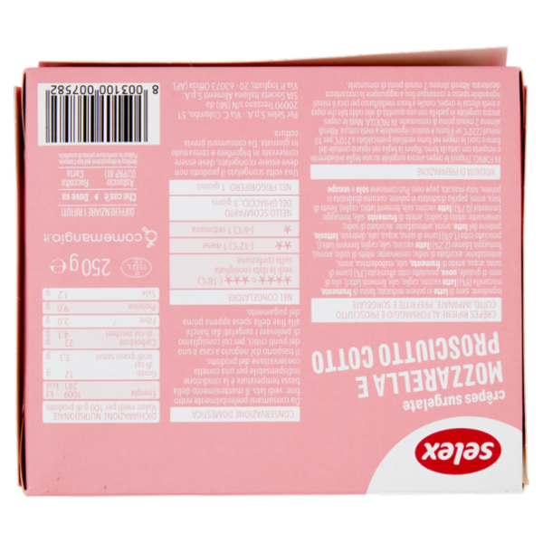 Selex Crêpes Surgelate Prosciutto Cotto e Mozzarella 4 pezzi 250 g