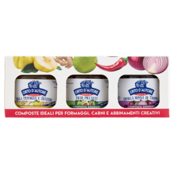 Orto D'Autore Composta Mela Cotogna e Zenzero, Fichi Piccanti, Cipolla Rossa Di Tropea 3 x 100 g