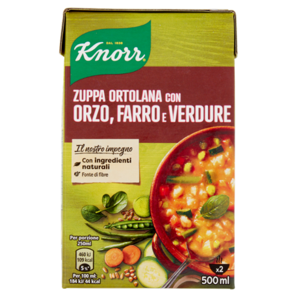 Knorr Zuppa Ortolana con Orzo, Farro e Verdure 500 ml