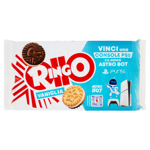 Ringo Vaniglia Biscotti Farciti con Crema Vaniglia Snack Merenda 6 porzioni, 330g