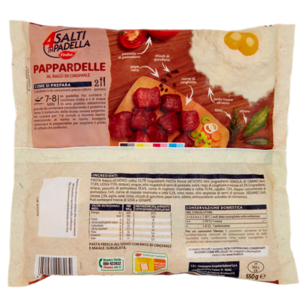 4 Salti in Padella Findus Pappardelle al Ragù di Cinghiale 550 g