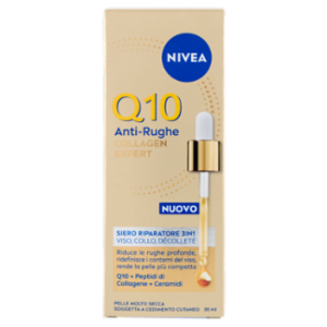 Nivea Q10 Anti-Rughe Collagen Expert Siero Riparatore 3in1 Viso, Collo, Décolleté 30 Ml