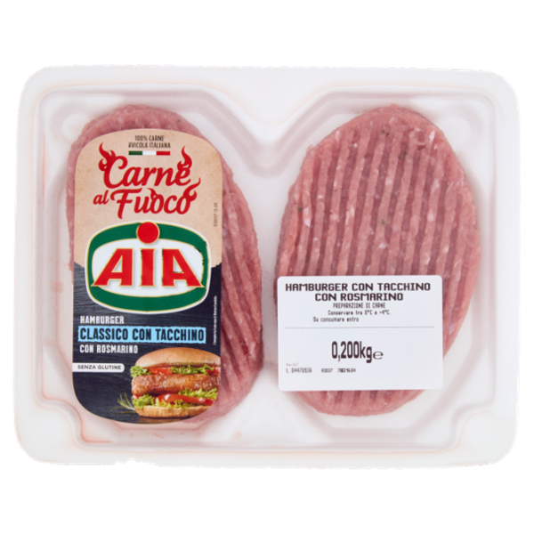 Aia Carne al Fuoco Hamburger Classico con Tacchino con Rosmarino 0,200 kg