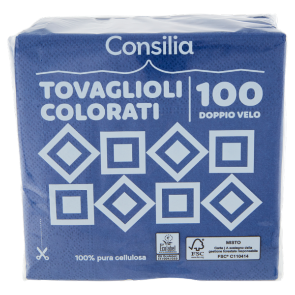 Consilia Tovaglioli 2 Veli 25x25 cm Blu 100 pezzi
