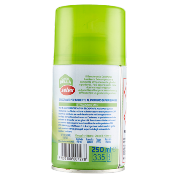 Selex Casa Bella Deodorante Ambiente per Erogatore Automatizzato Ricarica Fiori Bianchi 250 ml