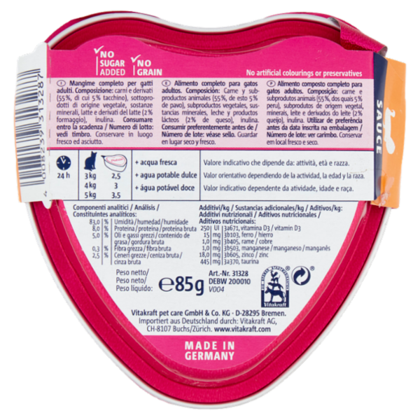 Vitakraft Poésie Création Sauce + Tacchino in salsa al formaggio 85 g