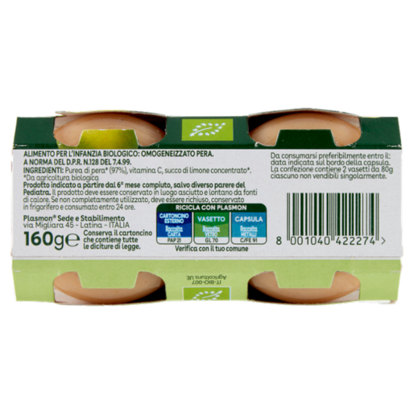Plasmon semplicemente bio pera 2 x 80 g