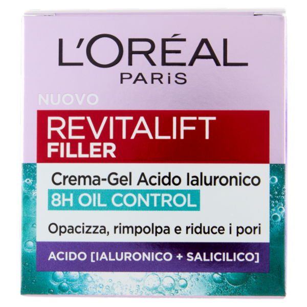 L'Oréal Paris Revitalift Filler Crema-Gel Acido Ialuronico 8H Oil Control 50 ml