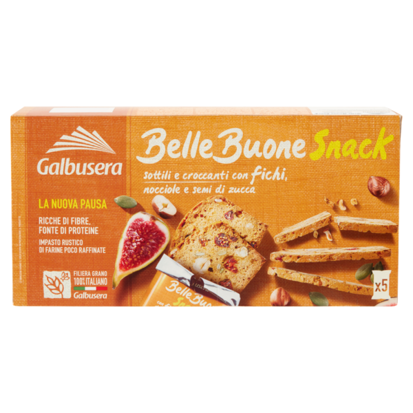 Galbusera BelleBuone Snack sottili e croccanti con fichi, nocciole e semi di zucca 5 x 30 g