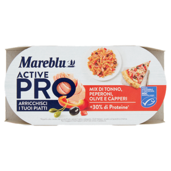 Mareblu Active Pro Mix di Tonno, Peperoni, Olive e Capperi 2 x 130 g