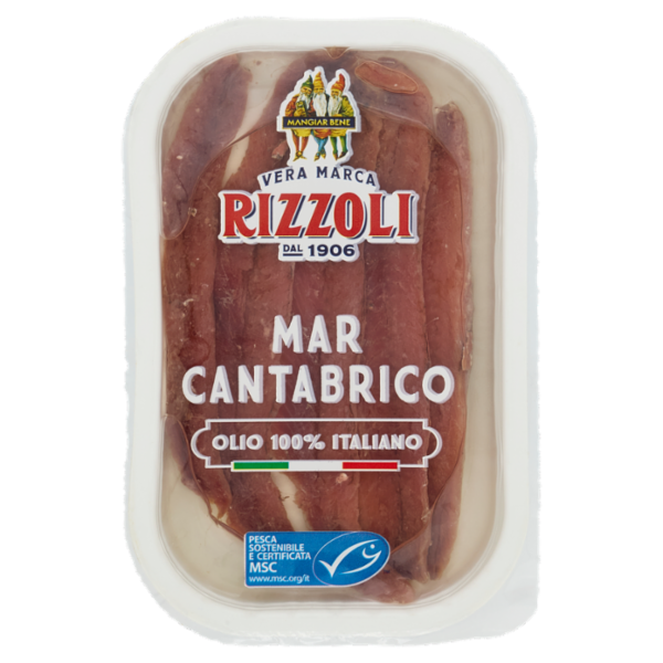 Rizzoli Filetti di Alici del Mar Cantabrico Olio 100% Italiano 40 g
