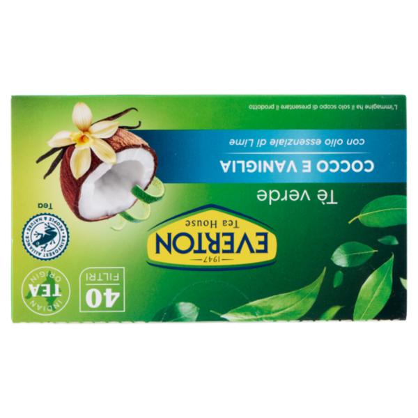 Everton Tè verde Cocco e Vaniglia Filtri 40 x 1,3 g