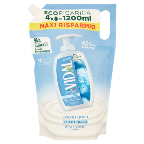 Vidal Sensitive Sapone Liquido Talco Liquido Ecoricarica 1200 ml