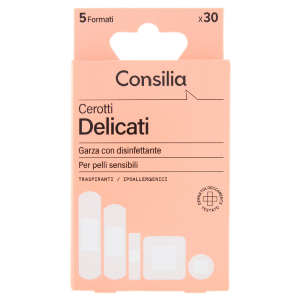 Consilia Cerotti Delicati con Garza Disinfettante 5 Formati 30 pezzi