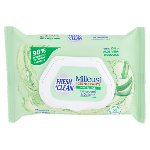 Fresh & Clean Salviettine Milleusi Igienizzanti Natural 20 pz