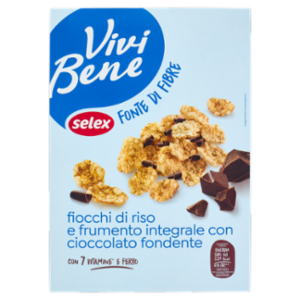 Selex Vivi Bene Fiocchi Di Riso e Frumento Integrale Con Riccioli Di Cioccolato Fondente 300 g