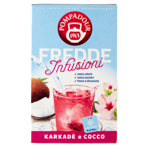 Pompadour Fredde Infusioni Karkadè e Cocco 18 x 2,5 g