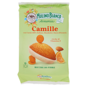 Mulino Bianco Armonia Camille Merenda Ricca Di Fibre Carote Mandorle Succo D'Arancia 8 Tortine 304g