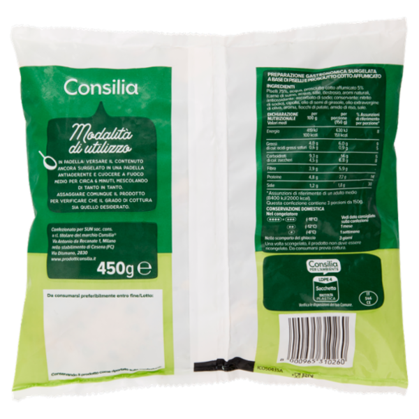 Consilia Piselli con Prosciutto Cotto Surgelati 450 g
