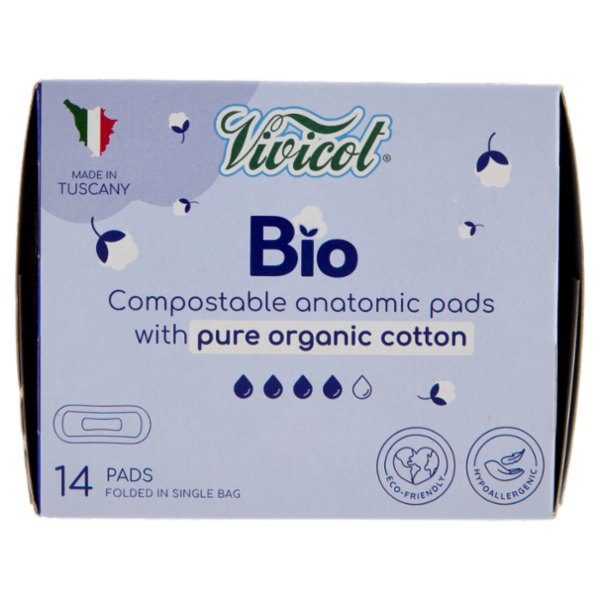 Vivicot Bio Assorbenti anatomici compostabili Ripiegati in Bustina 14 pz