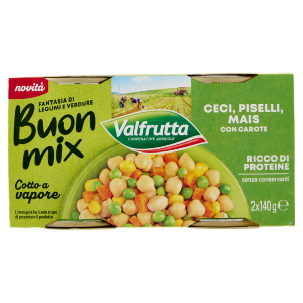 Valfrutta Buon mix Ceci, Piselli, Mais con Carote 2 x 140 g