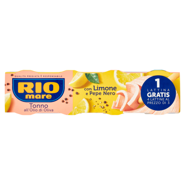 Rio mare Tonno all'Olio di Oliva con Limone e Pepe Nero 3+1 x 80 g