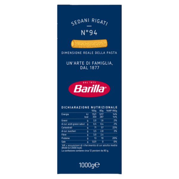 Barilla Pasta Sedani Rigati n.94 1 Kg