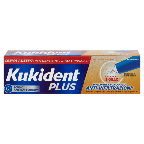 Kukident Plus Sigillo Crema Adesiva per Dentiere Totali e Parziali 35 g