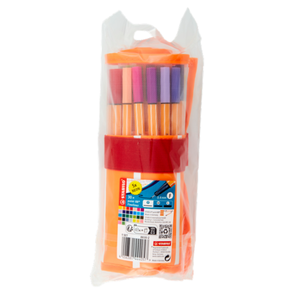 STABILO point 88 penna fineliner - rotolo da 30 pz. con 5 fluo